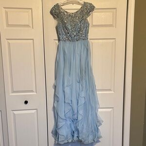 Jovani Light Blue Beaded Prom Dress